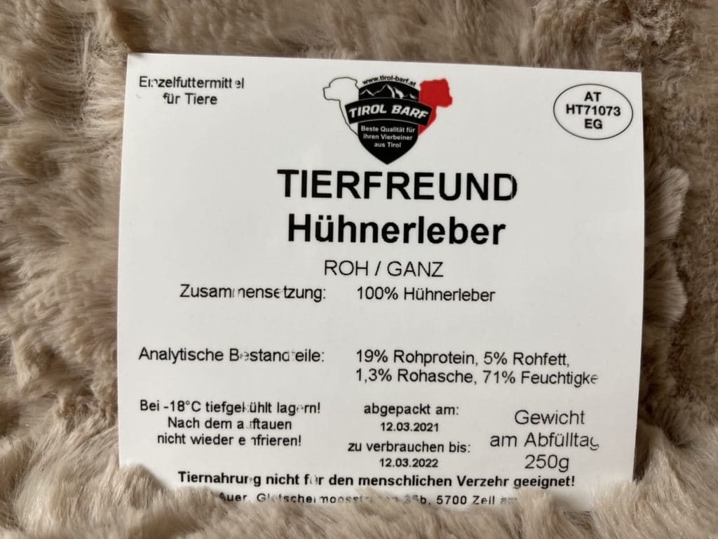 Hühnerleber 250g Tierfreund Auer